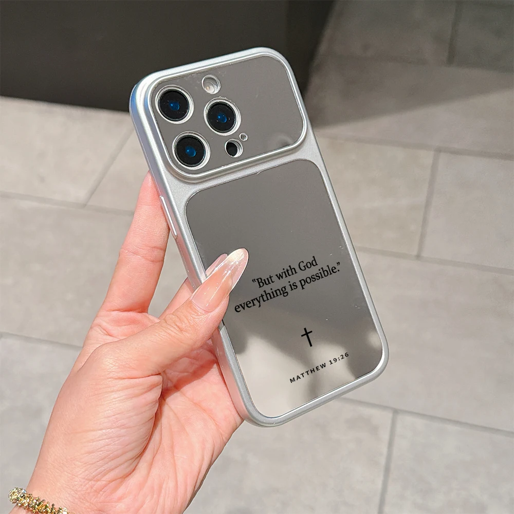 Christian Bible Verse Makeup Mirror Phone Case For iPhone 17 Air 16e 16 15 14 13 12 11 Pro Max X Xs XR Shockproof Cover Fundas - view 3