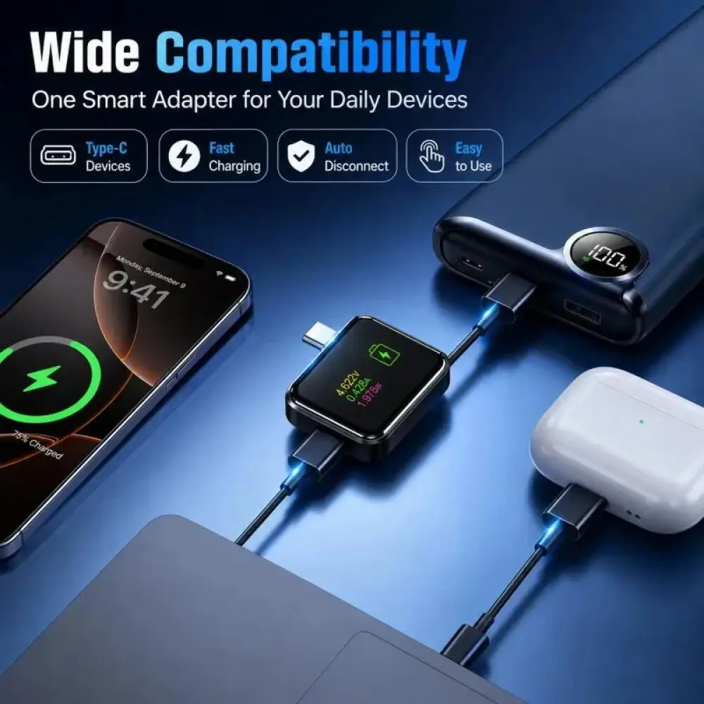 KEBIDUMEI Intelligence Full Charge Auto-Disconnect Charging Adapter 140W Fast Charge Safety Separator for Type-C Charge