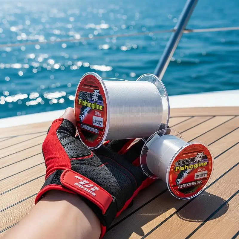 Fluorocarbon-beschichtete Nylon-Angelschnur 300M UV-beständig Unsichtbares Monofilament für Langzeit-Outdoor-Angelausflüge – Detail 1