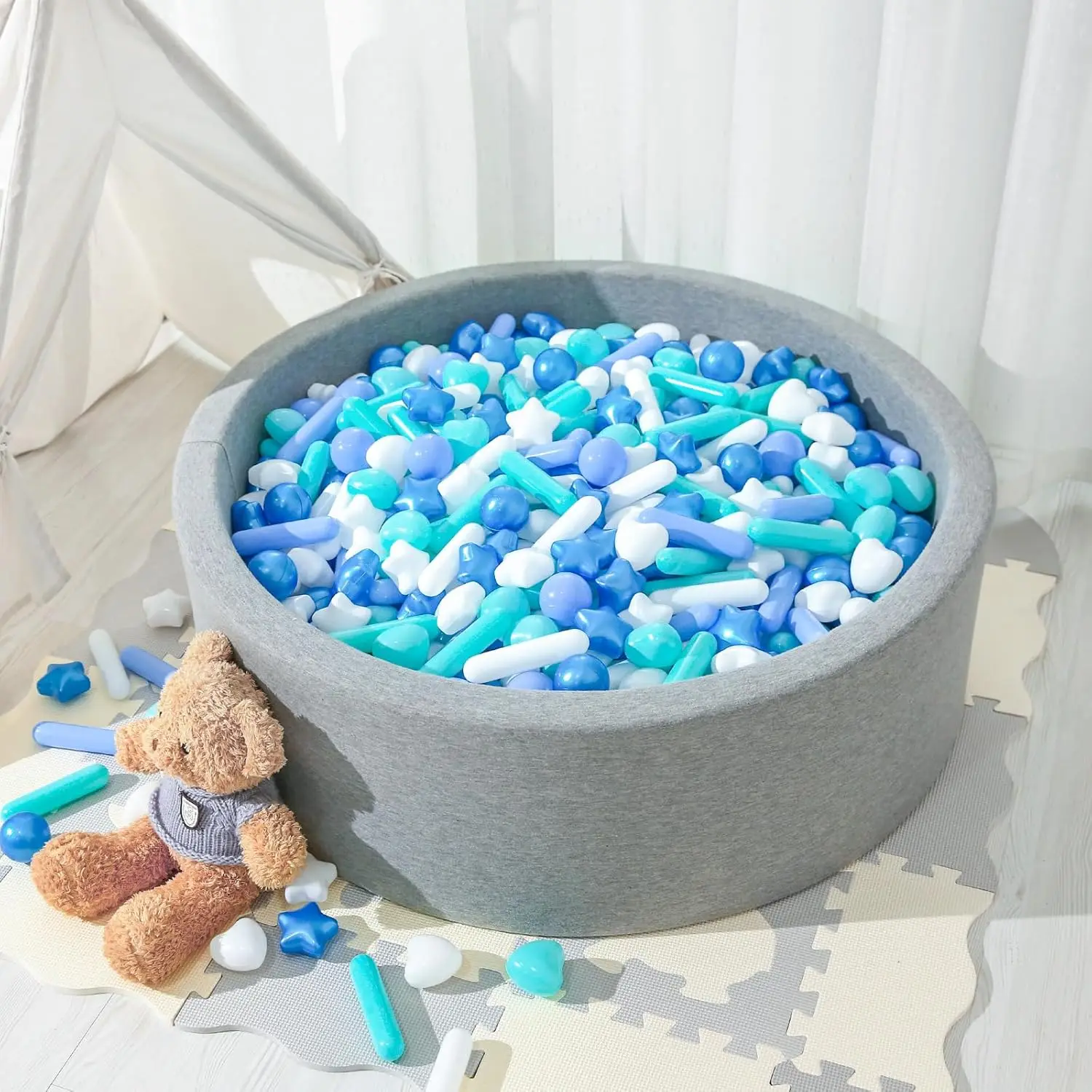200 pçs bola pit bolas estrelas corações tiras, bolas azuis para bolinhas, piscina das crianças brinquedos de água para piscina do bebê, jogar bolas de brinquedo