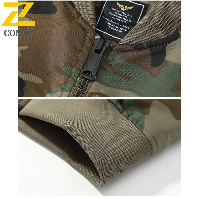 Mens Camo Stand Collar Tactical Windbreaker Winter American Style Military Flight Coat Waterproof Windproof MA1 Bomber Outerwear