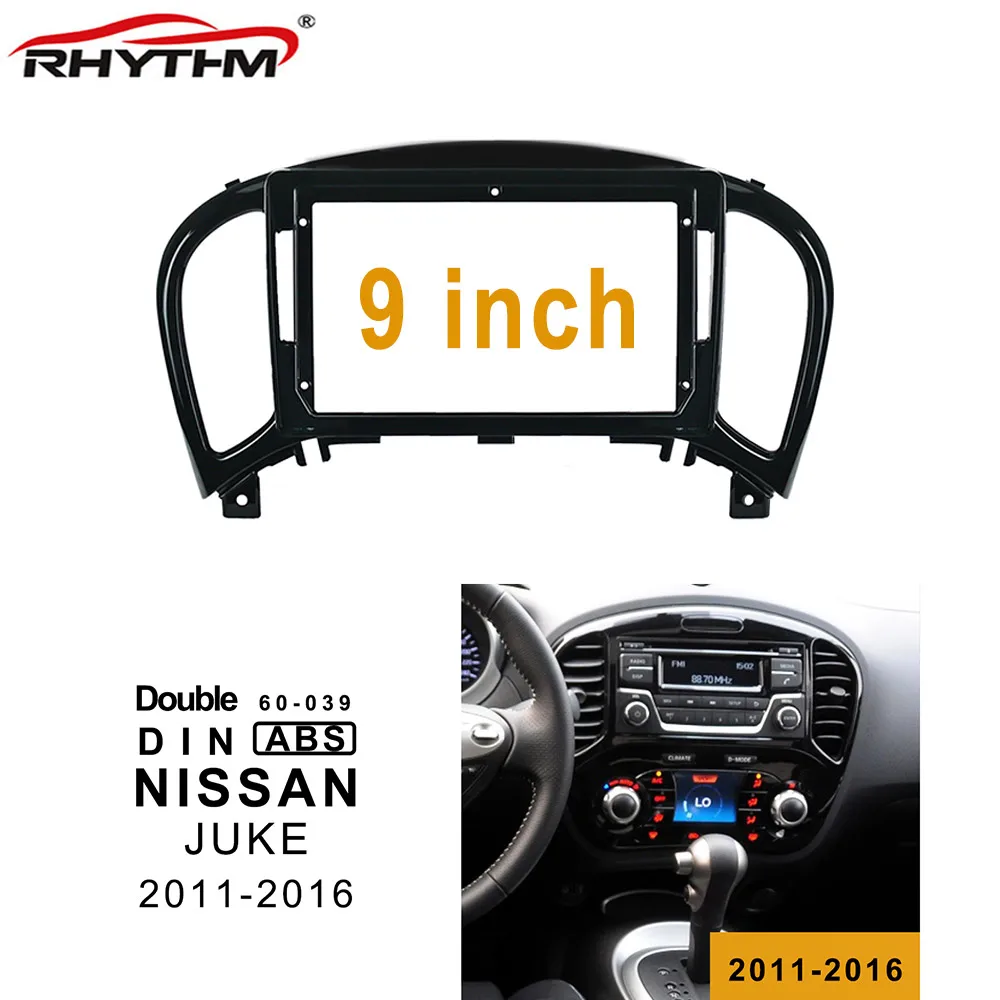 

9 inch Car Fascia Trim Kit For NISSAN Juke 2011-2016 Double Din car dvd Frame Facias Panel Car Stereo in-dash Mount Installation