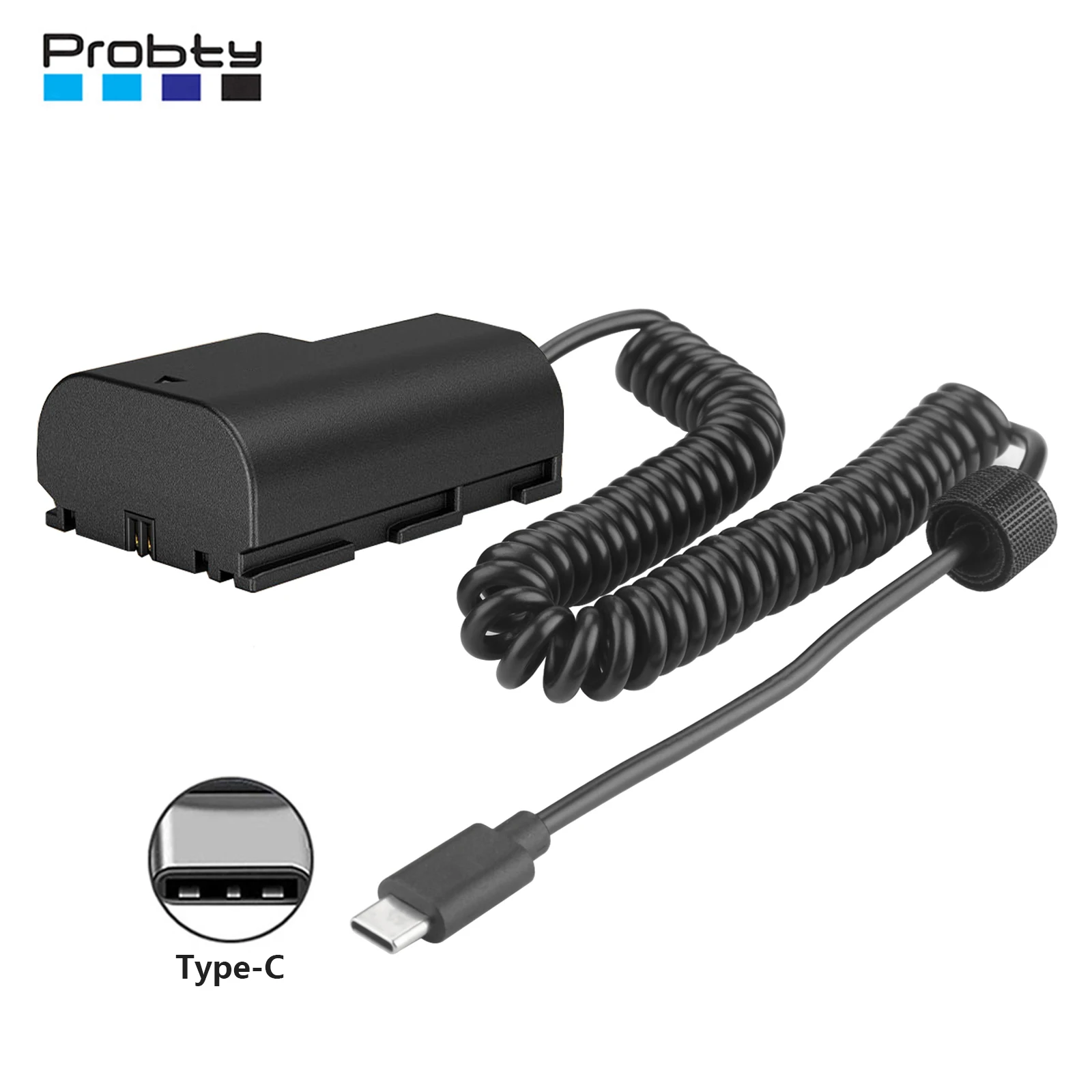 Type-C to LP-E6NH Dummy Battery Coiled Power Cable for Canon R5 R5 C R6 R7 R 5D II/III/IV 6D 6D II 7D 7D II 60D 60Da70D 80D