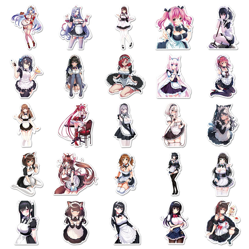 10/30/50pcs Sexy Anime Maid Girl Stickers Hentai Waifu Decals Graffiti Motorcycle Car Skateboard Waterproof Sticker Party Gifts