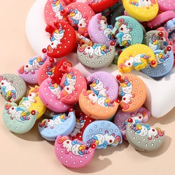 10Pcs 21x29mm Cartoon Animal Moon Silicone Teether Beads For Food Grade Nursing Chew Toy Accessory DIY Necklace Pacifier Chain