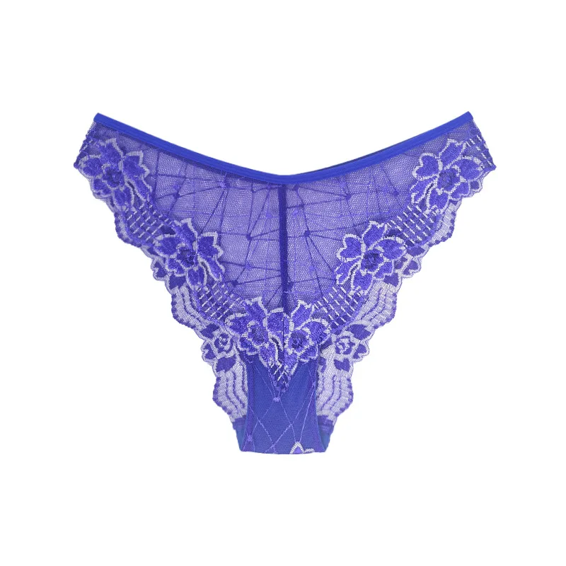 5pcs Lace Perspective Floral Women Panties Mid Waist Breathable Comfortable Lady Briefs Embroidery Underwear Female Underpants