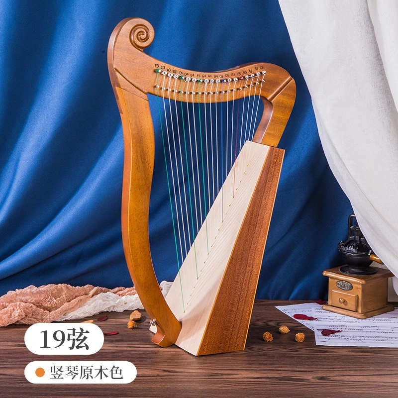 

Hooqu Wholesale 19-string Harp Professional Strings Musical Instrument Solid Mahogany Wood Harp for Sale