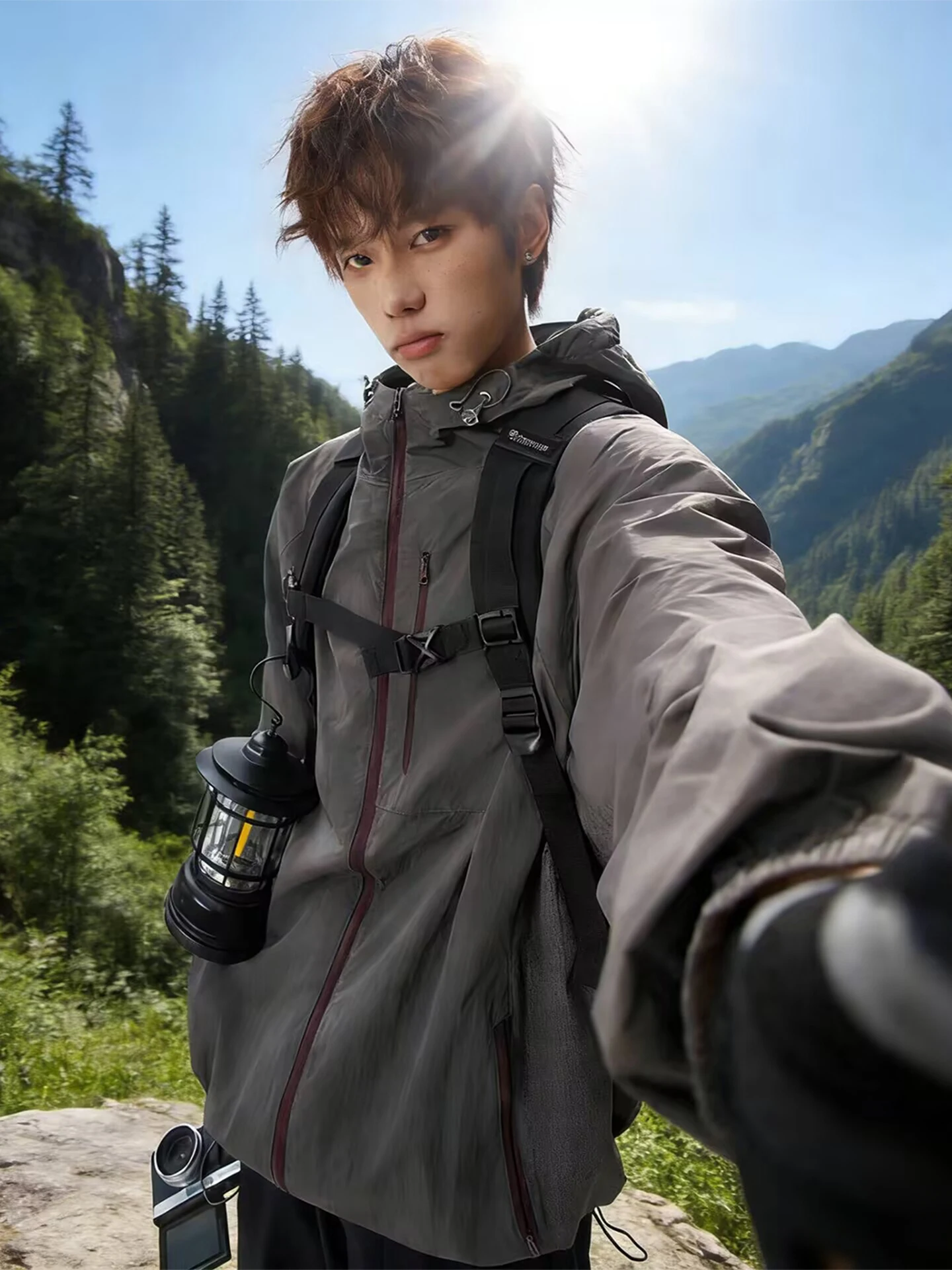 

Qui Dry Men's Outdoor Climbing Jaet Lightweight Breathable UV Protection Hooded Windproof Waterproof Spring Summer Faio...