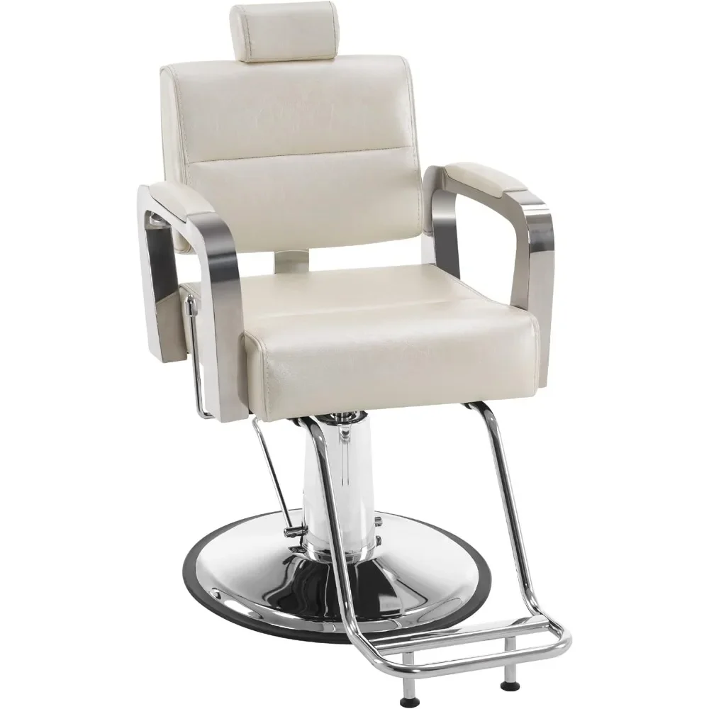 Chaise  barbier inclinable pour coiffeur, équipement beauté, salon coiffure antique, spa, blanc, 3127