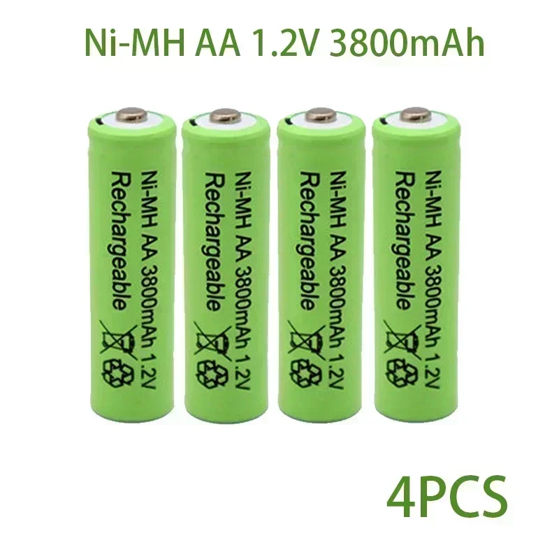 New AA 1.2V 3800mAh battery Ni-MH rechargeable battery for Toy Remote control Rechargeable Batteries AA 1.2V battery+Charger