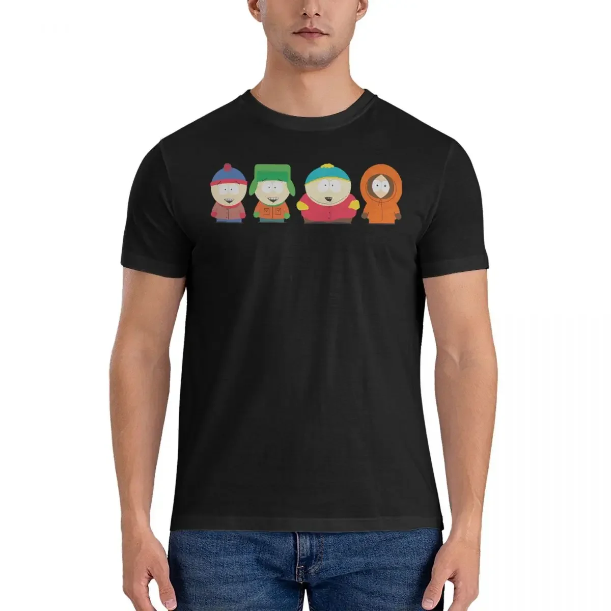 Pure Cotton Gift Idea Clothes Eric Stan Kyle Kenny Men T Shirt Southpark Awesome Tees Short Sleeve Crew Neck T-Shirts Outfits