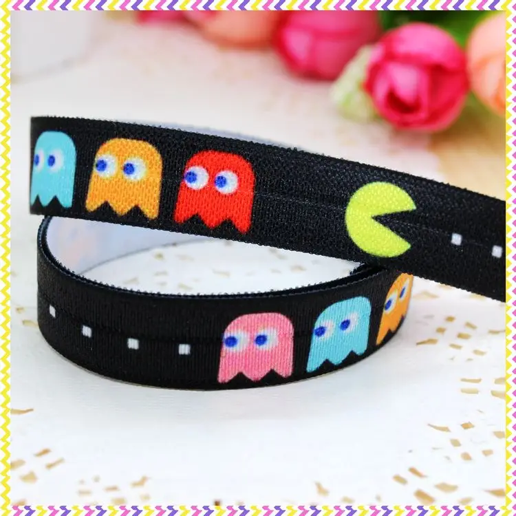 DHK 5/8\'\' 5yards Fold Over Elastic FOE Bang Car Game Printed Headband Headwear Hair Band Diy Decoration OEM Wholesale C370