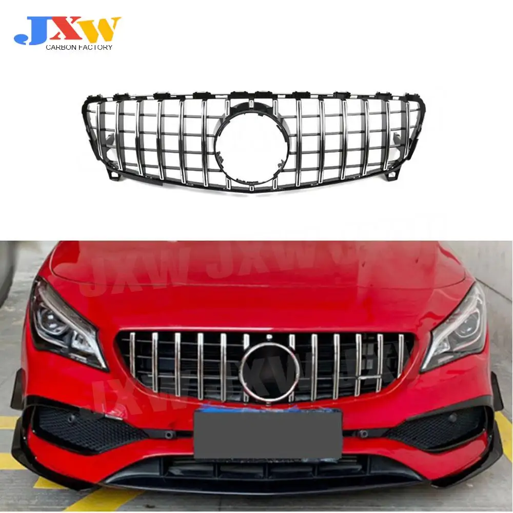 ABS Front Grille Racing Bumper Mesh Frame for Mercedes Benz A class W176 A45 AMG 2013-2019 Sliver Black