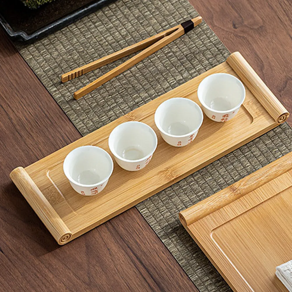 

Bamboo Tea Tray Rustic Material Delicate Detail Refined Taste for Tea Serving Display Home Table Decor Tray
