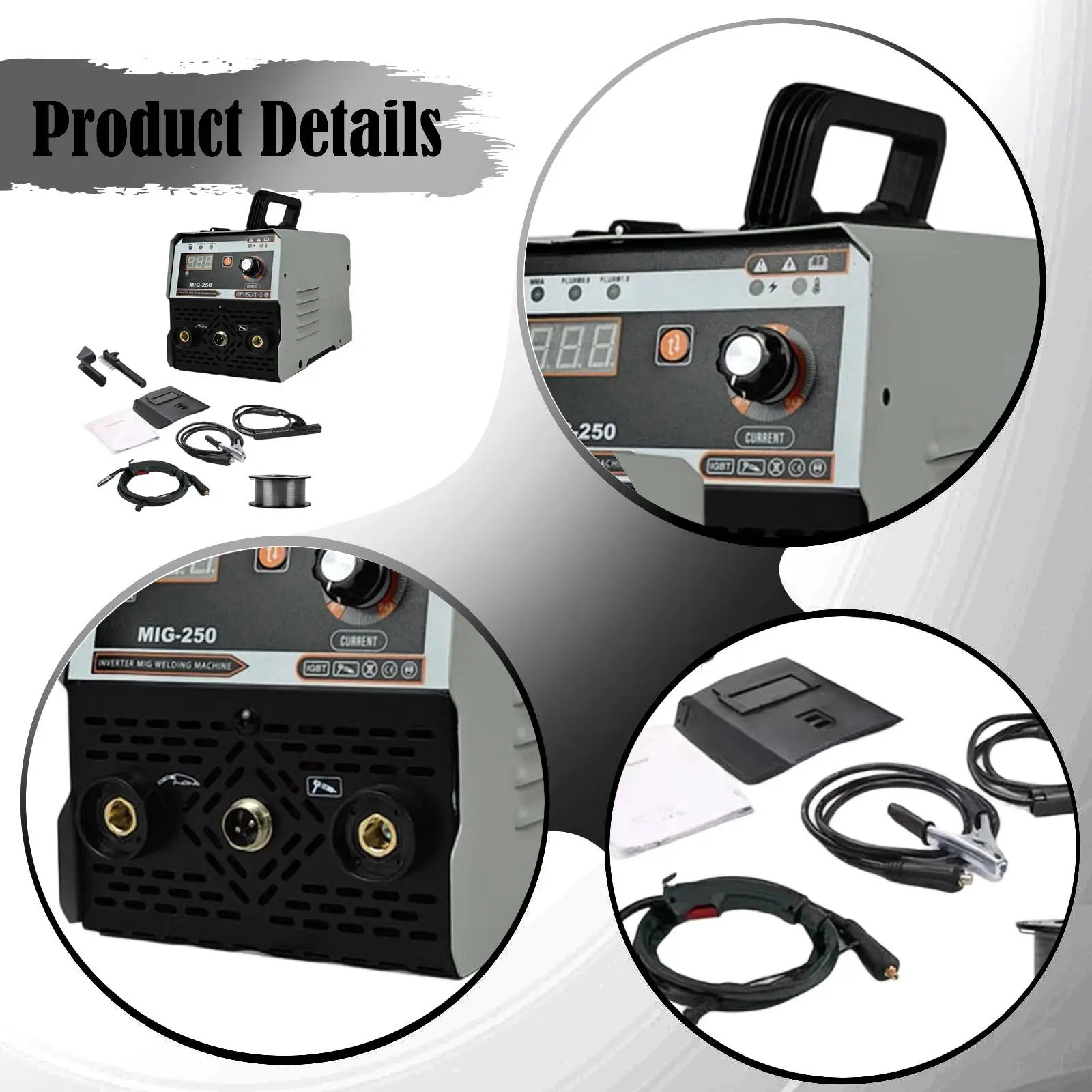 

Electric Welding Equipment MIG-250 Sturdy ABS Aluminum Alloy Lightweight Welder for Household 220V EUR Plug