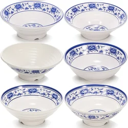 Melamine Blue and White Porcelain Plastic Bowl Imitation Porcelain Restaurant Ramen Bowl Dishes Household Kitchen Cutlery