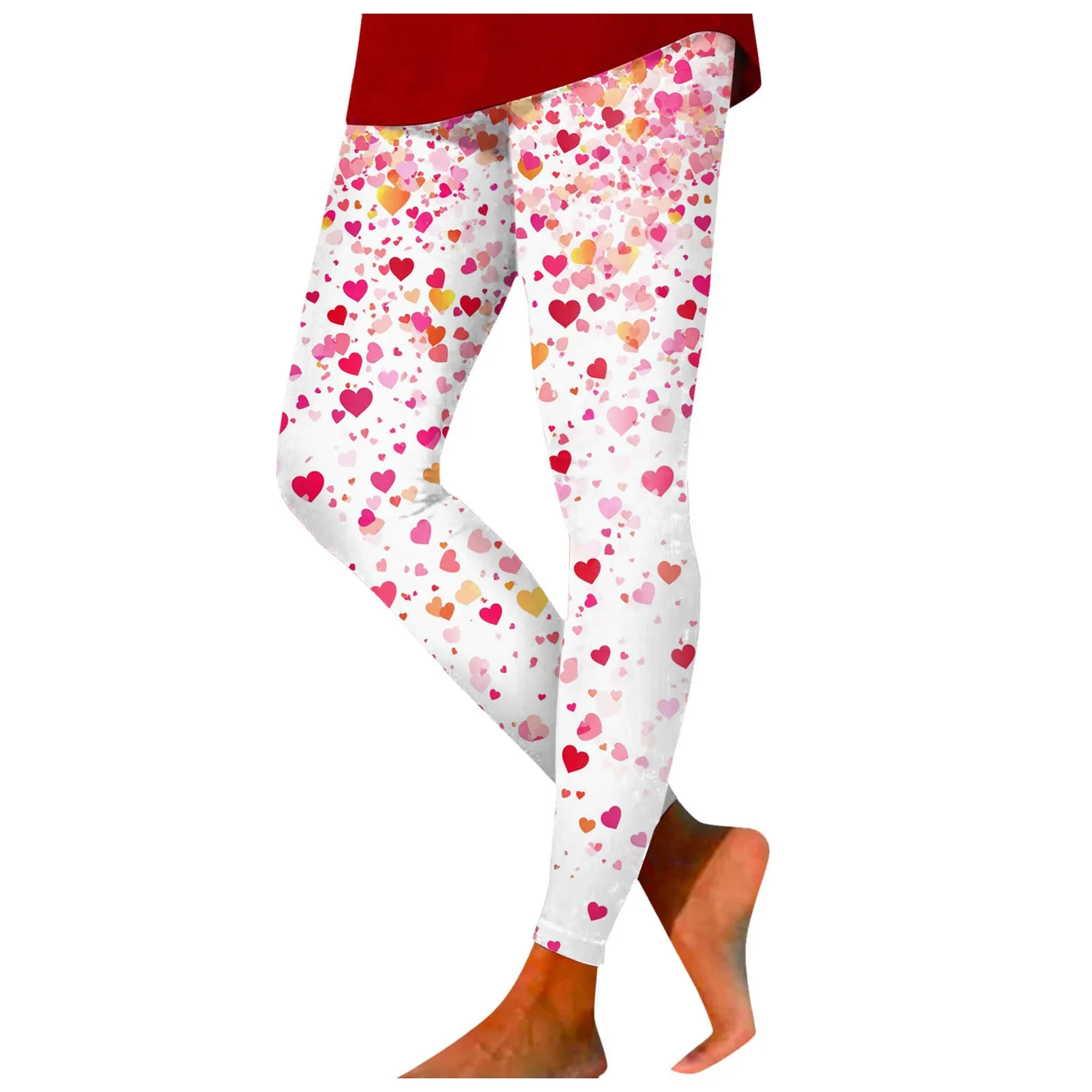 Valentines Day Heart Pattern Pocketless Leggings