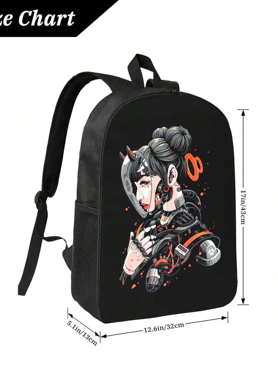 Cyberpunk Cyborg Girl Waterproof Backpack Large Capacity Anti-Theft Laptop Bag Travel School College Work Casual Unisex Daypack - view 3