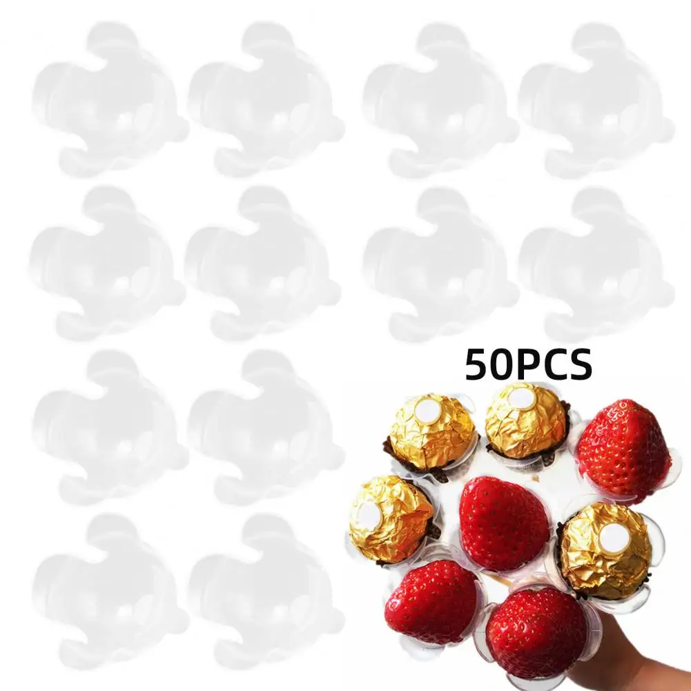 

50Pcs Chocolate Flower Stick Stand Tray Boxes Candy Containers for Bouquet Adjustable Stem Holder Plastic Flower Display Stands