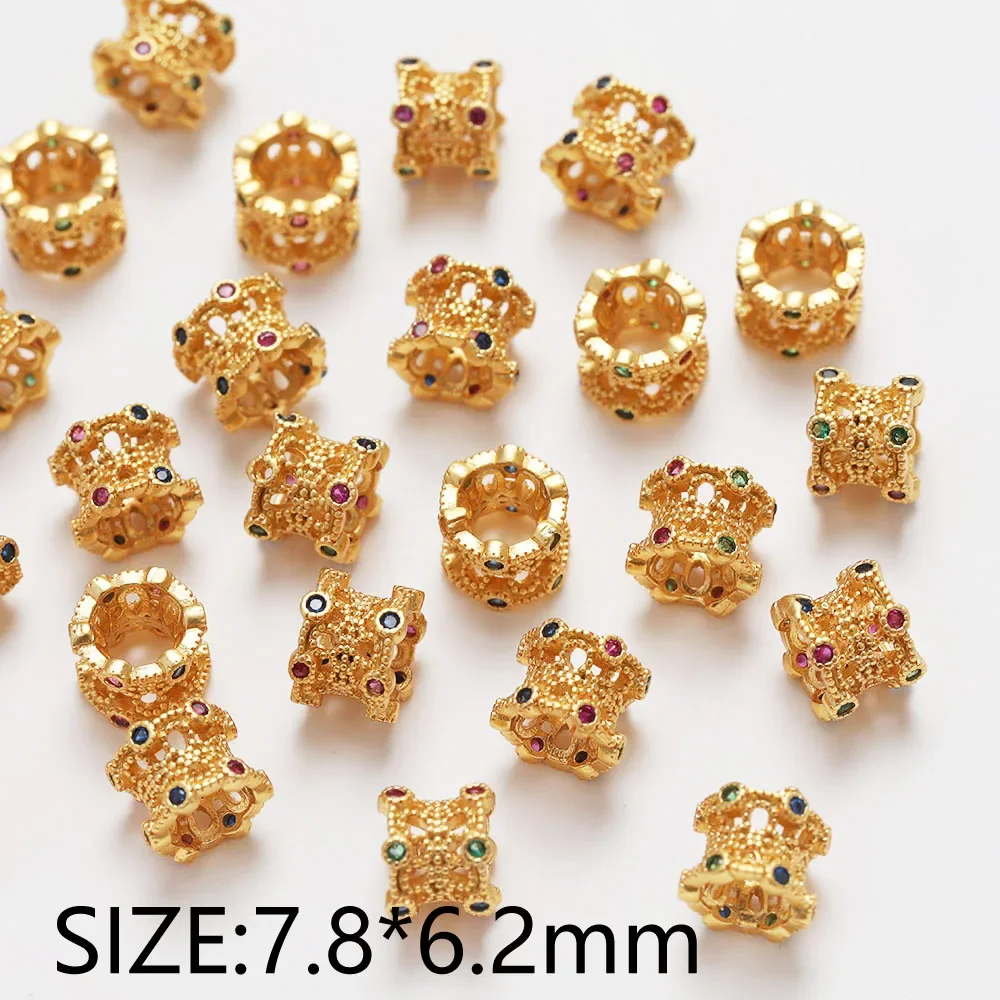 4PCS Dainty Flower Spacer Bead  for Jewelry Making Bracelet Necklace Bead Supplies Findings DIY Brass 14k Gold Plated