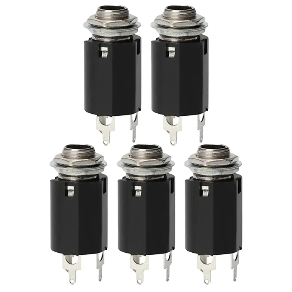 

5Pcs Guitar Jack Socket 6.35mm Metal Durable Output Socket for Electric Guitar Pickup Jack Metal Parts Bass Sockets