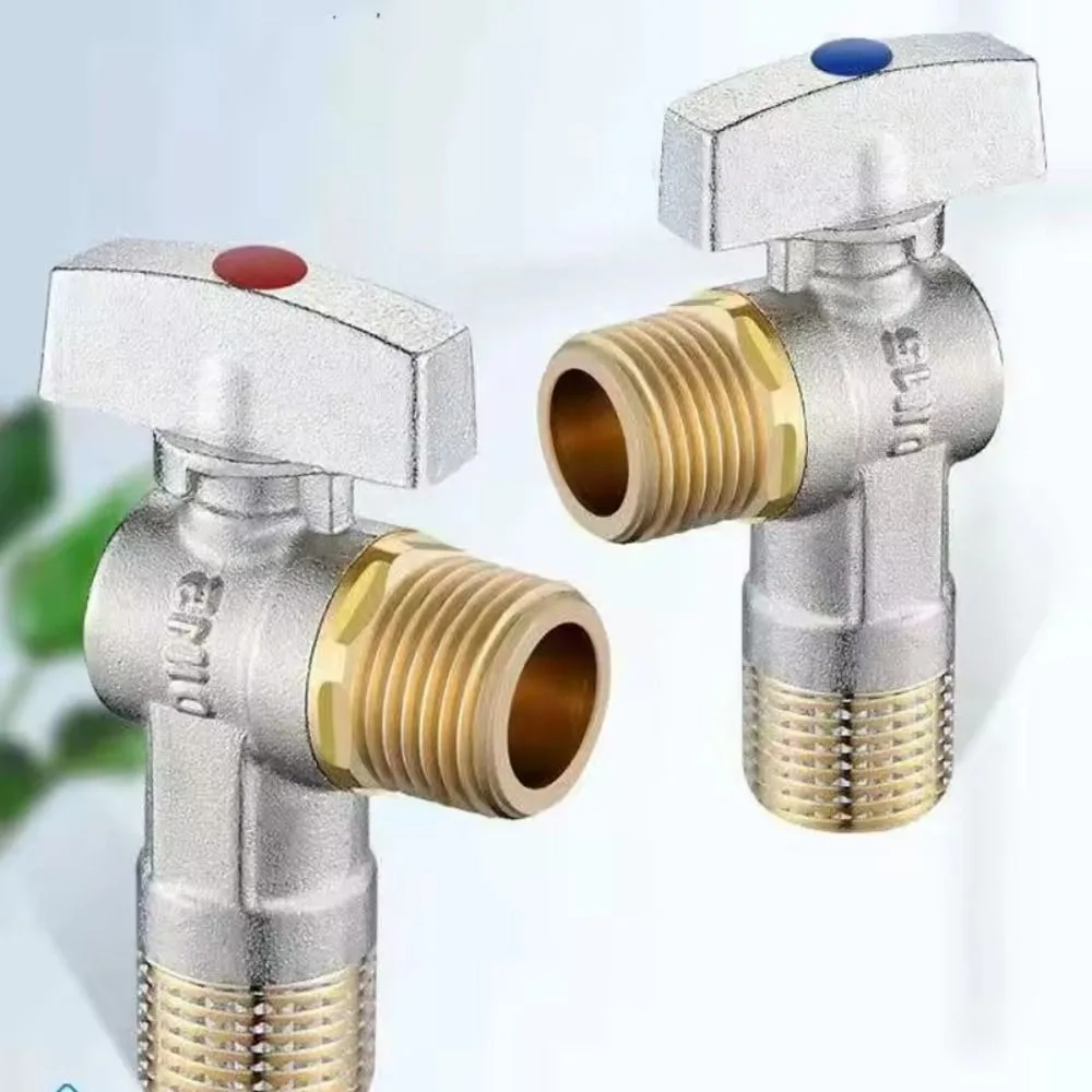 

Hot and Cold Water Large Flow Water Stop Valves G1/2" Brass Bathroom Kitchen Sink Stop Valve with Handle Durable