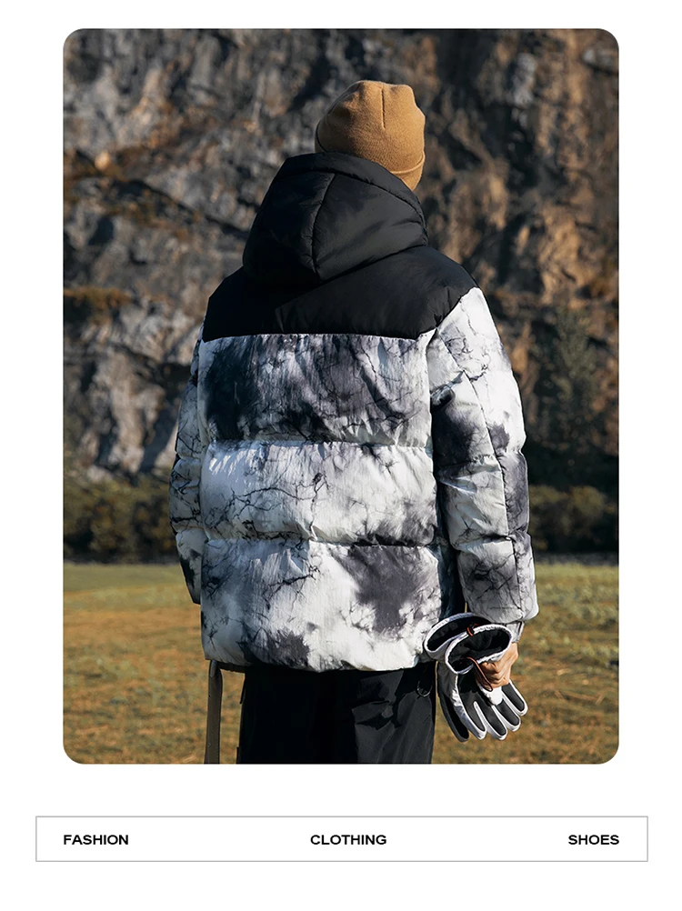 Men's down jacket, white duck down filling, hooded casual warm top coat, autumn and winter fashion jacket windbreaker