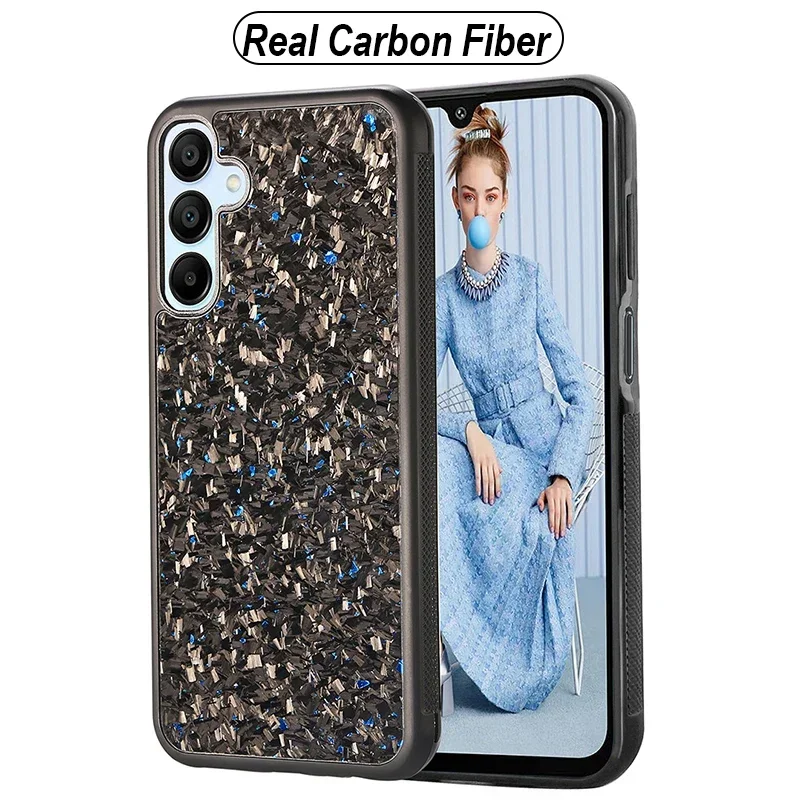 

Роскошный чехол из 100% настоящего углеродного волокна для Samsung Galaxy A15 A55 A14 A54 A33 A34 A73 5g с противоскользящей рамкой, универсальный противоударный чехол