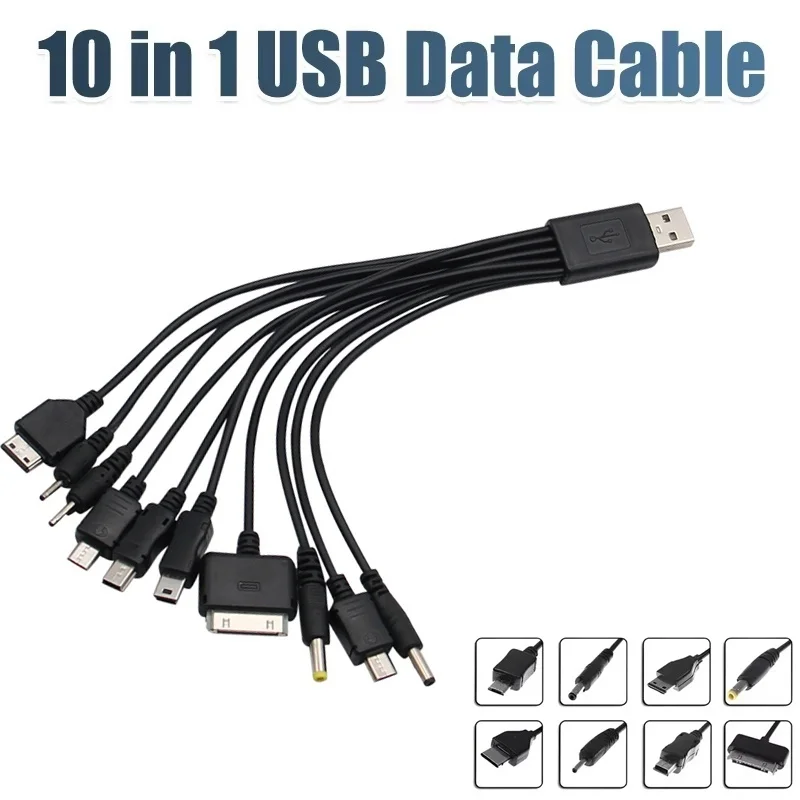 10 in 1 Universal Mobile Phone Micro USB Phone Charger Cable Adapter Multi-Function USB Data Charging Cable For Nokia PSP iPad