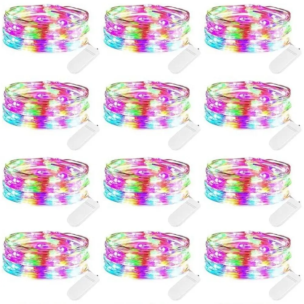 12 Packs 2M Copper Wire String Lights Waterproof Warm Light Fairy String Lights Battery Operated Festival Decorative Light