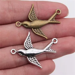 WYSIWYG 4pcs 37x29mm Swallow Bird Connector Pendants Swallow Connector Pendants For Jewelry Making Bird Connector Charm