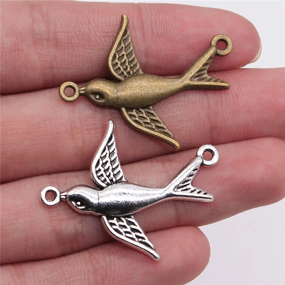 WYSIWYG 4pcs 37x29mm Swallow Bird Connector Pendants Swallow Connector Pendants For Jewelry Making Bird Connector Charm