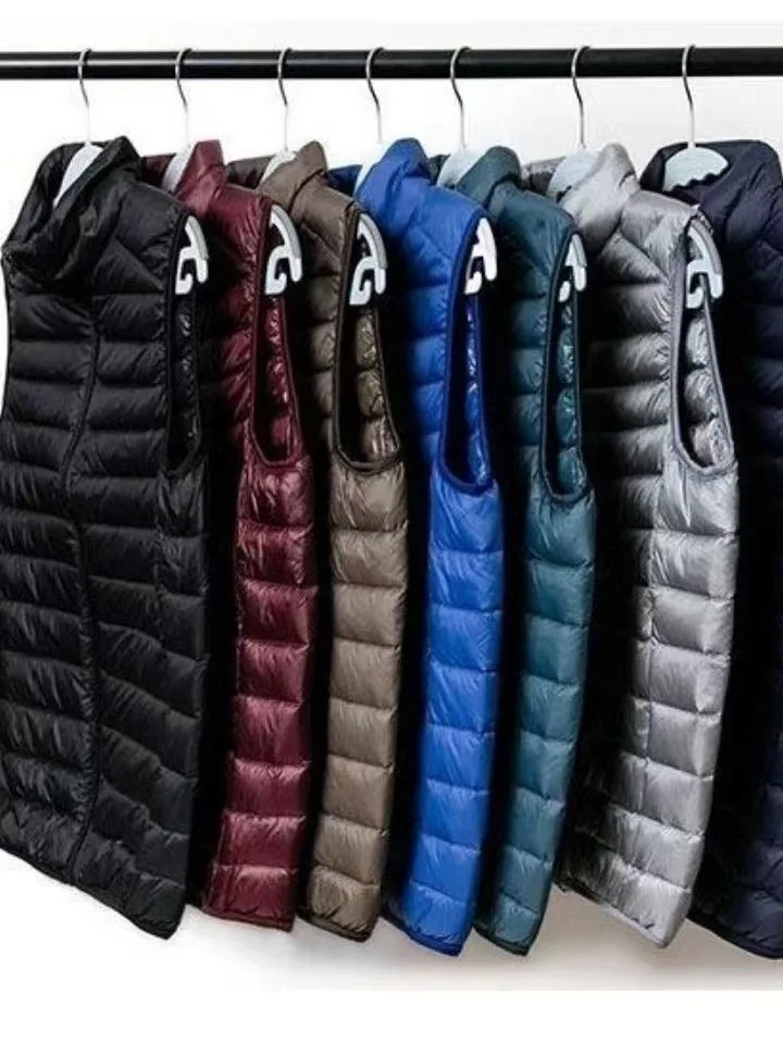 

Loose Fit Stand up Collar Zipper Svel Vest Chinese Brand Men's Casual Faion Thin Material Regular Sve Sle