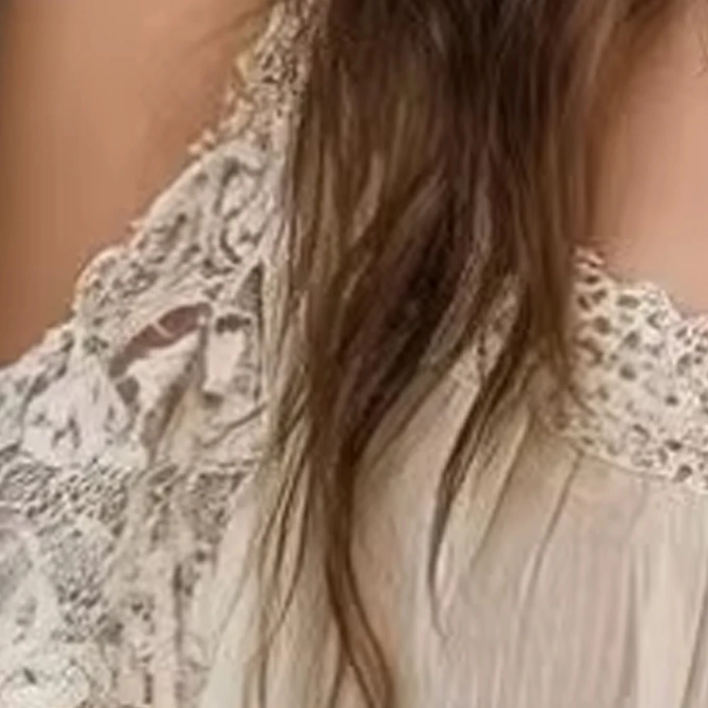 

Women's Vintage Boho Off Shoulder Blouse Lace Trim Hollow Out Lantern Long Sleeve Blouse Sexy Casual Daily Vacation Loose Tops