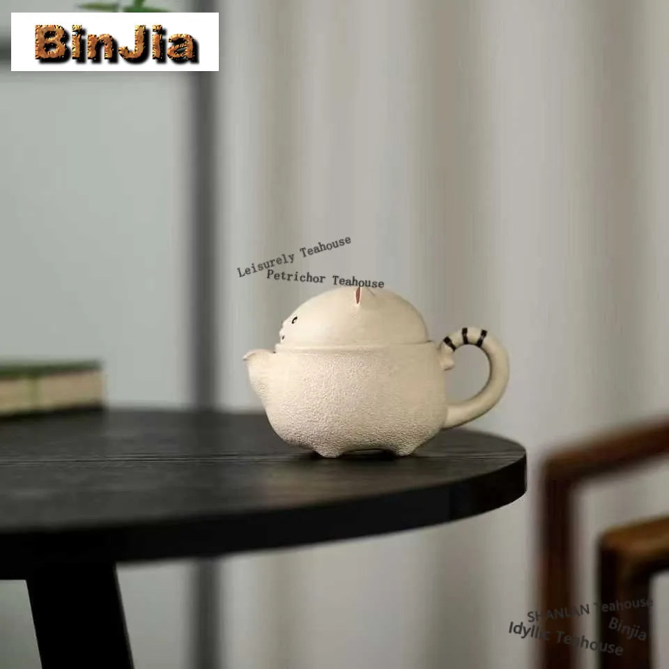 

150ML Ancient Yixing Purple Clay Teapots Handmade Cat Pot Raw Ore White Segment Mud Tea Brewing Kettle Zisha Tea Set Tea Items