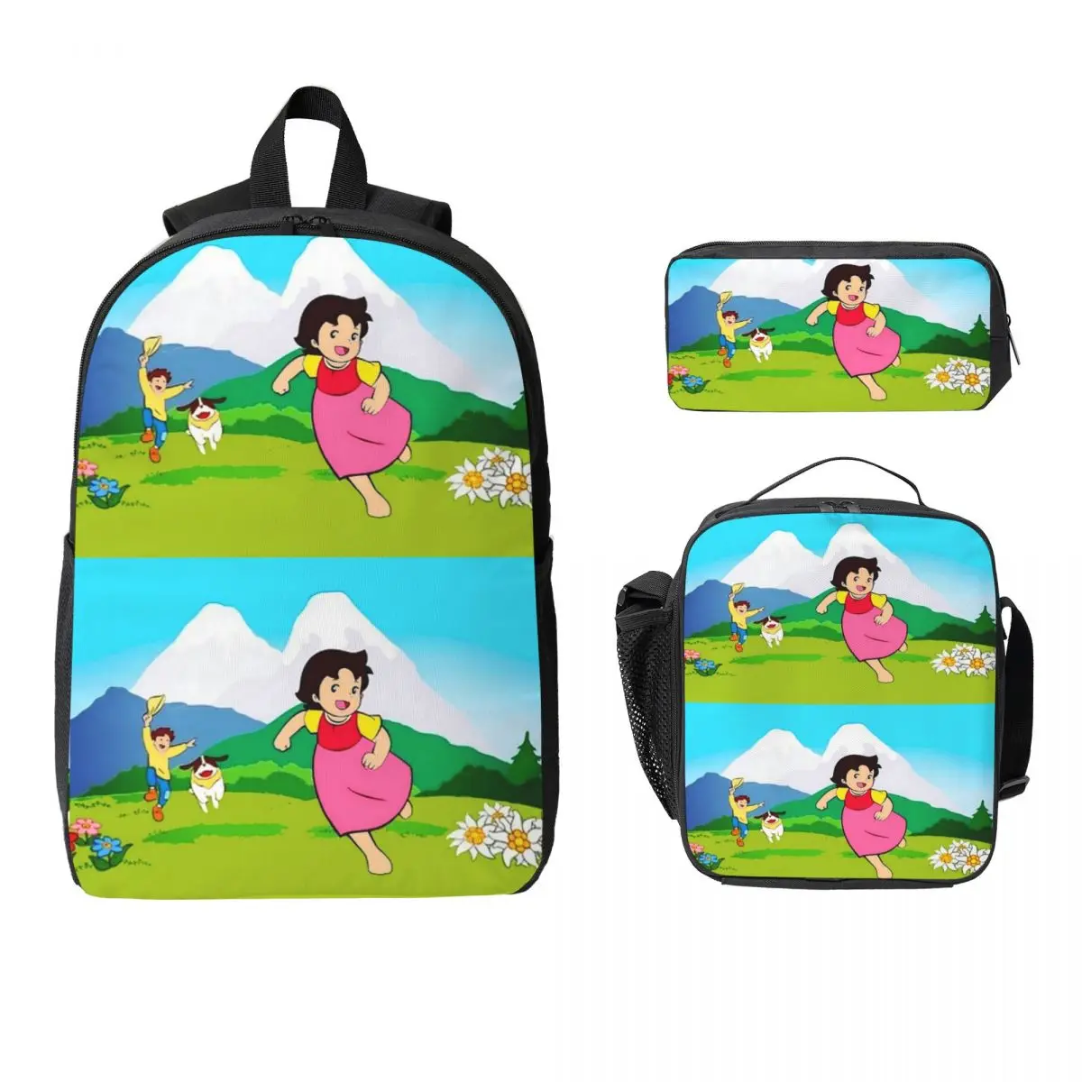 

Heidi Backpack Student Boys Girls BookBag School Bag Computer Shoulder Bags 3ps Insulated Lunch Bag Pencil Case