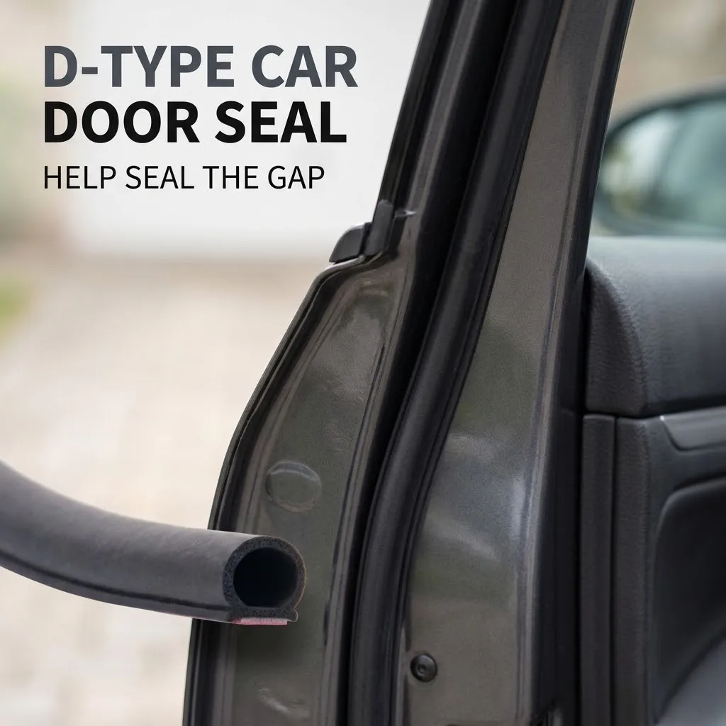 D Type Car Door Seal Strip Self Adhesive Weatherstrip Noise Insulation Anti-Dust Soundproofing Sealing Car Rubber Seal 10x10mm
