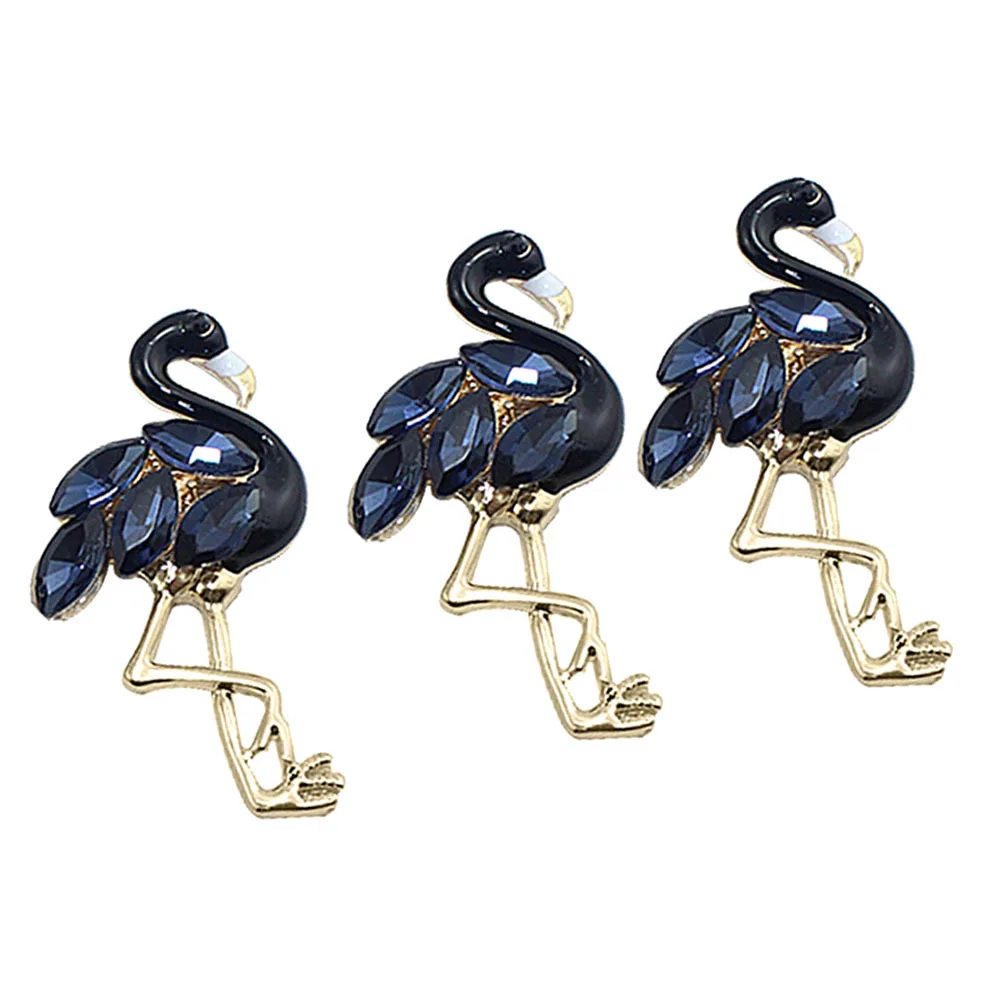 เครื่องประดับรูปหงส์ดำประดับเพชรเทียม 3 ชิ้น อุปกรณ์ตกแต่งโทรศัพท์ อุปกรณ์เสริมความงาม DIY อุปกรณ์ทำเครื่องประดับทำมือจากโลหะผสม รูปหงส์ดำ