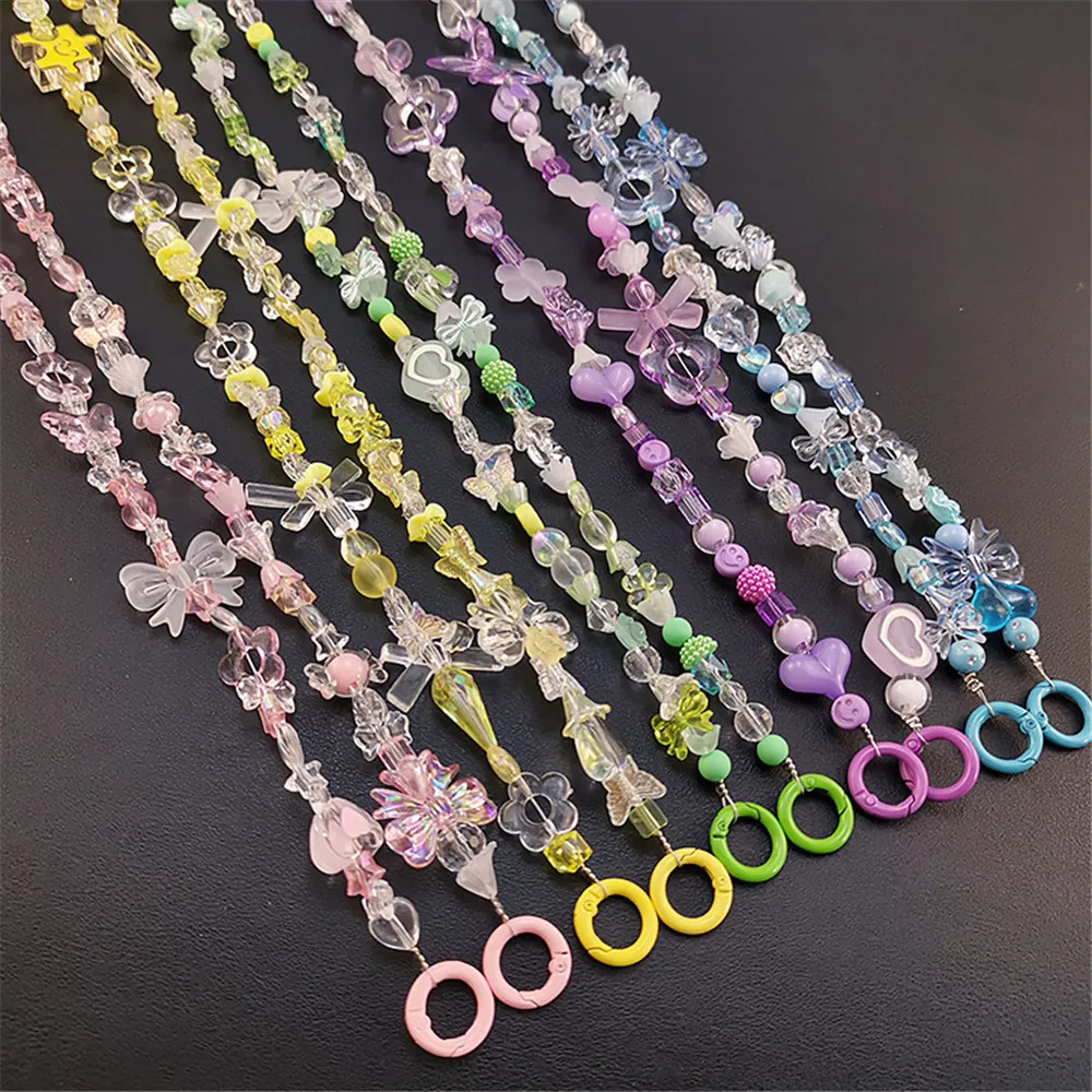 Mobile Phone Lanyard Wrist Strap, Short Diamond-shaped Colorful Beads, Hand-beaded Bracelet Pendant, Anti-lost Sling, 2023