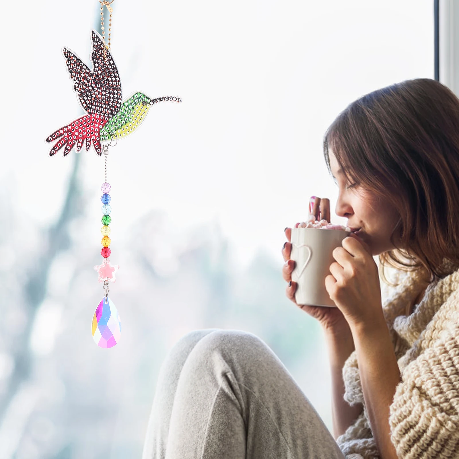 

1 комплект в форме птицы, ловец солнца, сделай сам, набор для алмазного рисования, домашний декор, подвеска, подвесной сад, крыльцо, ловец солнца, хрустальное ремесло