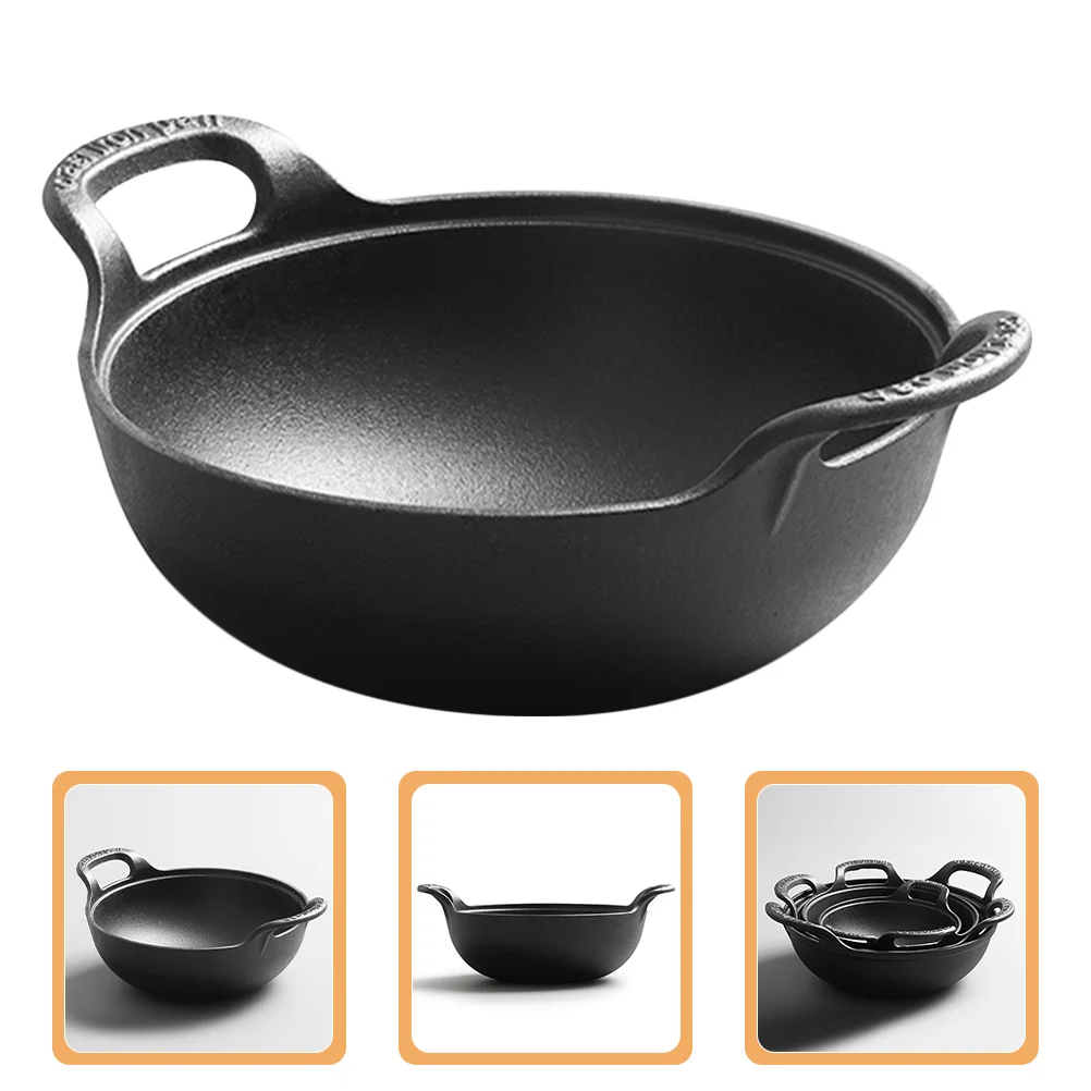 

Outdoor Cast Iron Pot Frying Pans Deep Household Cooking Boiler Wok Camping Skillet Non-sticky Saucepan Hot Hanging for Pots