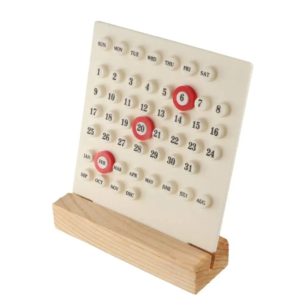Calendario fai-da-te in acrilico con base in legno Calendario da tavolo in legno fatto a mano di diecimila anni Visualizzazione della data del mese riutilizzabile