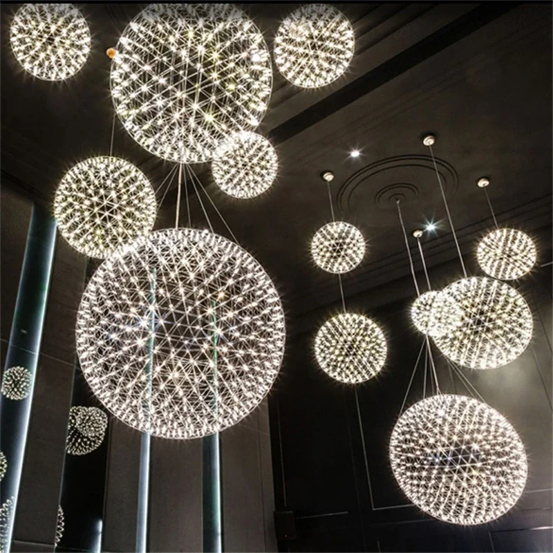 

Creative Modern Firework Pendant Lights bar LED Stainless Steel ball pendant Lamp For Coffee Bar/Restaurant Lamparas Lustre