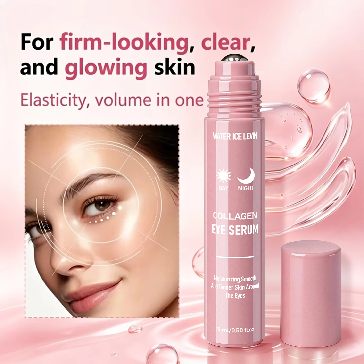 Sérum para os olhos com ácido hialurônico e colágeno, vitamina C, reafirmante e hidratante para pele macia 15ml