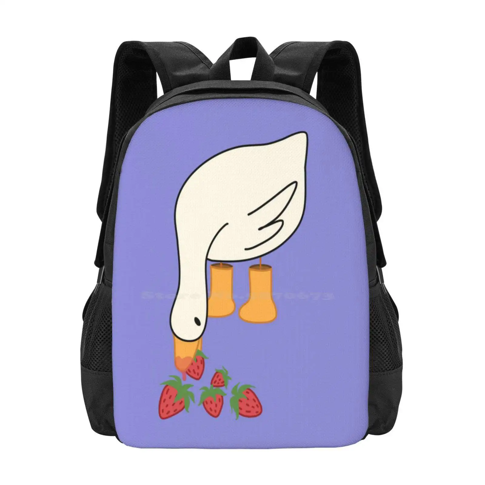 

Duck With Strawberries Hot Sale Schoolbag Backpack Fashion Bags Strawberry Cottagecore White Yellow Red Summer Spring Food