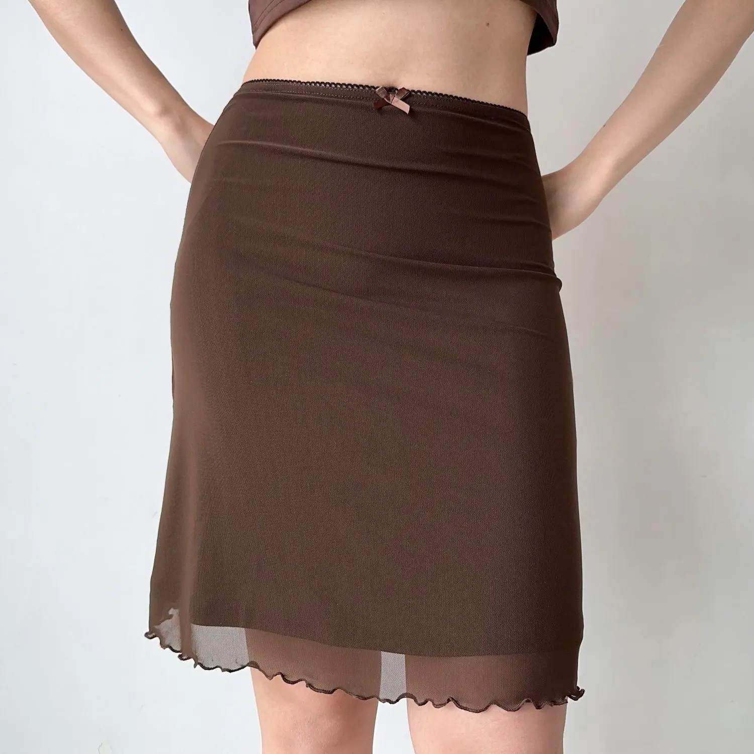Onalippa 2026 Fashion European American Style Vintage Lace Mesh Skirt Women Summer Hip-hugging Slim Skirts