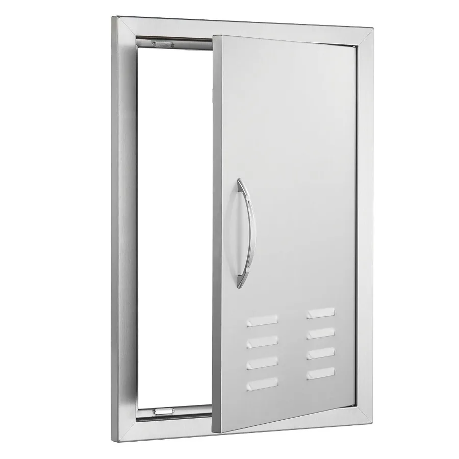 BBQ Access Door, 17W x 24H Inch Single Outdoor Kitchen Door, Stainless Steel Flush Mount Door, Wall Vertical Door with Handle,