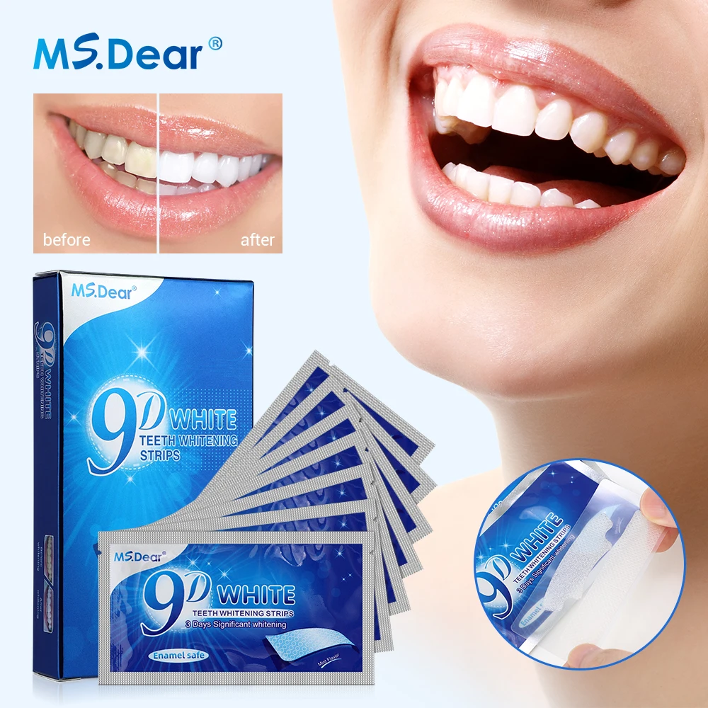 7 Pairs Whitening Teeth Strips 9D Gel Dental Cleaning Oral Hygiene Care Elastic Teeth Bleaching Strip False Tooth Veneers Whiten