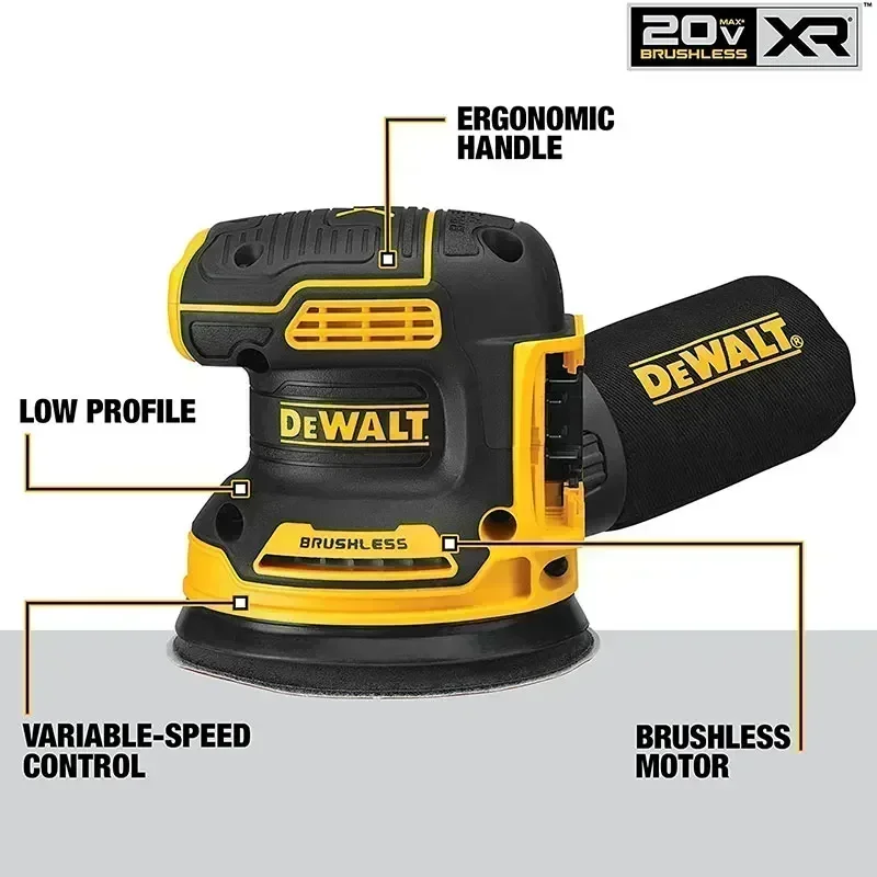 DEWALT DCW210 Cordless Random Orbital Sander 20V Power Tool Brushless Variable-Speed DCW210B Handheld Vibration Polishing