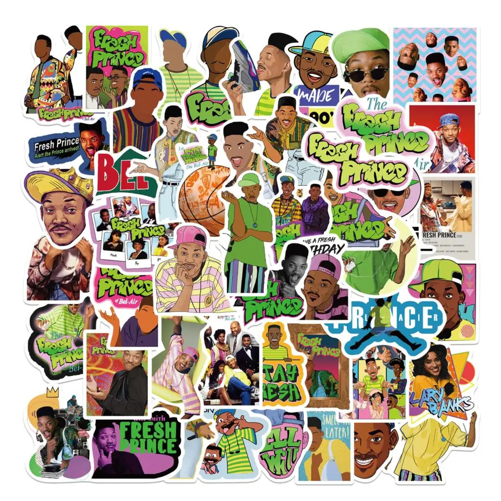 50PCS TV Show The Fresh Prince of Bel-Air Stickers Aesthetic Laptop Water Bottle Waterproof Graffiti Decal Sticker Kid Toy